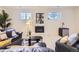 Finished basement with a cozy fireplace and bar area perfect for entertaining guests at 32 Eagle Dr, Littleton, CO 80123