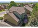 Aerial view showcasing the backyard deck and well-maintained greenery at 13445 Kearney St, Thornton, CO 80602