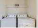 This laundry room includes a washer and dryer as well as built-in shelving at 7822 South Kittredge Circle, Englewood, CO 80112