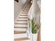Bright staircase with white risers, wood treads, and white banister leading to the upper level at 5428 Zephyr Ct, Arvada, CO 80002