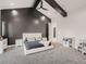 Serene bedroom with a statement wall, modern ceiling fan, and plush carpeting at 29780 E 162Nd Ave, Brighton, CO 80603