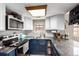 Granite countertops accent blue cabinets and stainless appliances at 85 Revett Dr # 15, Breckenridge, CO 80424