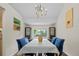 Well-lit dining area with chandelier, stylish decor, and outdoor view at 11035 E Berry Ave, Englewood, CO 80111
