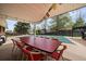 Covered patio features a large table with chairs and a partially covered pool at 13464 W Virginia Dr, Lakewood, CO 80228