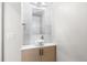 Modern half-bath with vessel sink, stylish mirror, and contemporary fixtures at 3875 E 4Th Ave # 2, Denver, CO 80206