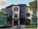 Modern two-story home with light stone and dark wood accents, large windows, and a well-manicured lawn at 401 Madison St, Denver, CO 80206
