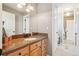 Clean bathroom with granite countertop and single sink at 221 Mulligan Lake Dr, Mead, CO 80542