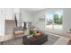 Inviting living area with a large window, comfortable chairs, and stylish decor; staircase visible at 16322 E Idaho Pl, Aurora, CO 80017