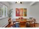 Bright dining room featuring a large window, modern lighting, and artistic decor at 1201 Race St # 10, Denver, CO 80206