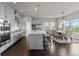 Well-lit kitchen with modern appliances, an island, and hardwood floors adjoined to a dining area at 23252 E Glidden Dr, Aurora, CO 80016