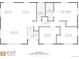 Floor plan of a house showing two bedrooms, living room, kitchen and bathrooms at 12866 E Ohio Ave, Aurora, CO 80012