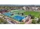 Aerial view of the University of Denver athletic courts, including tennis and basketball, with green playing fields at 1763 S Williams St, Denver, CO 80210
