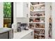 Organized pantry with white shelving, countertops, and ample storage space for kitchen essentials at 1763 S Williams St, Denver, CO 80210
