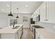 Modern kitchen featuring an island with a double sink, stainless steel appliances, and white cabinets at 6225 N Nepal Ct, Aurora, CO 80019