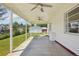 Inviting covered patio with ceiling fans and views of the backyard at 4465 S Bannock St, Englewood, CO 80110