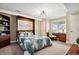 Cozy bedroom offers a comfortable sleeping space and a dedicated work area with a desk and chair at 2356 Hiwan Dr # 40, Evergreen, CO 80439