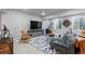 Finished basement features a TV, stylish seating, and a patterned area rug, offering a comfortable living space at 2020 Sagerock Dr, Castle Pines, CO 80108