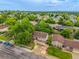 Aerial view showing the home's proximity to nearby amenities with front yard landscaping at 9832 High St, Thornton, CO 80229