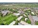 Aerial view showcasing the community's golf course, mature trees, and swimming pool at 625 S Clinton St # 7A, Denver, CO 80247