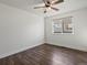 Clean bedroom with hardwood floors, ceiling fan and window providing plenty of natural light at 12695 Wolff St, Broomfield, CO 80020