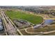 Aerial view showcasing the community park and recreational areas nearby at 2853 Yosemite St, Denver, CO 80238