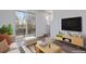 Cozy living room featuring a large window, TV, accent pieces, and comfortable seating, with modern decor at 5779 Taft Trl, Arvada, CO 80002
