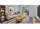 Bright living room featuring a sofa, accent chair, coffee table, rug, and a large window for natural light at 5779 Taft Trl, Arvada, CO 80002