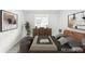 Staged main bedroom with neutral decor, wood accents, and ample natural light at 1723 Robb St # 44, Lakewood, CO 80215