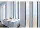 Serene bathroom featuring a freestanding tub, sleek fixtures, and minimalist design for relaxation at 8765 Canyon Wind St, Parker, CO 80138