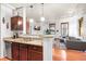Modern living space featuring an open layout, wood floors, and city views at 444 17Th St # 603, Denver, CO 80202