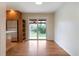 Dining area with sliding glass door provides access to backyard and patio at 5481 E Tennessee Ave, Denver, CO 80246