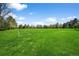 Vibrant green soccer field featuring regulation markings, nets, and a backdrop of trees under a bright blue sky at 6918 E Long Ave, Centennial, CO 80112