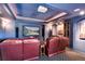 Cozy home theater with comfortable seating, a large screen, and surround sound setup at 2916 Hiwall Ct, Castle Rock, CO 80109