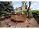 Expansive wood deck surrounded by mature trees and landscaping at 6274 S Iola Ct, Englewood, CO 80111