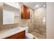 Bathroom with modern features, including a glass shower and stylish vanity at 3756 S Mission Pkwy, Aurora, CO 80013