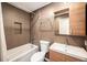 Modern bathroom with tub-shower, and modern vanity at 3756 S Mission Pkwy, Aurora, CO 80013