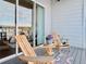 Relaxing patio space featuring comfortable seating and sliding glass door access at 9283 Twenty Mile Rd # 308, Parker, CO 80134