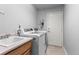 Practical laundry room with modern washer, dryer, utility sink, and plenty of space for laundry tasks at 9162 W Unser Ave, Littleton, CO 80128