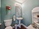 Cozy powder room with unique decor, a pedestal sink, and stylish accents at 10657 Cherrybrook Cir, Highlands Ranch, CO 80126