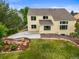 Aerial view of the backyard featuring a patio, stone pathway, and well-maintained landscaping around the house at 6364 S Walden Ct, Aurora, CO 80016