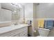 Clean bathroom with white vanity, light fixtures, and well-organized amenities at 1020 15Th St # 12C, Denver, CO 80202