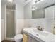Cozy bathroom with modern vanity, tiled shower, and well-maintained fixtures at 1020 15Th St # 12C, Denver, CO 80202