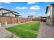 Landscaped backyard features artificial turf, rock beds, and a wood fence at 224 S Jackson Gap Way, Aurora, CO 80018