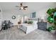 Spacious main bedroom with vaulted ceiling, ceiling fan, and decorative furnishings and decor at 9515 Dolton Way, Highlands Ranch, CO 80126
