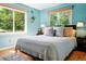 A bright main bedroom with hardwood floors, two large windows, and vintage fixtures at 1332 Ash St, Denver, CO 80220
