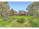 Spacious backyard with a two-story home and deck, surrounded by mature trees and a beautifully landscaped lawn at 6351 S Andes Pl, Centennial, CO 80016