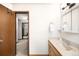 Bathroom featuring a single sink vanity and updated fixtures at 11210 Parliament Way, Parker, CO 80138