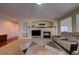 Living room with a fireplace and built-in shelving at 1035 Cryolite Pl, Castle Rock, CO 80108