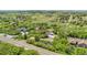 Property showcasing the surrounding open land, trees, and neighborhood with a house, pool, and long driveway at 9053 Clydesdale Rd, Castle Rock, CO 80108