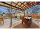Back patio with table set and detached garage at 2200 Teller St, Lakewood, CO 80214